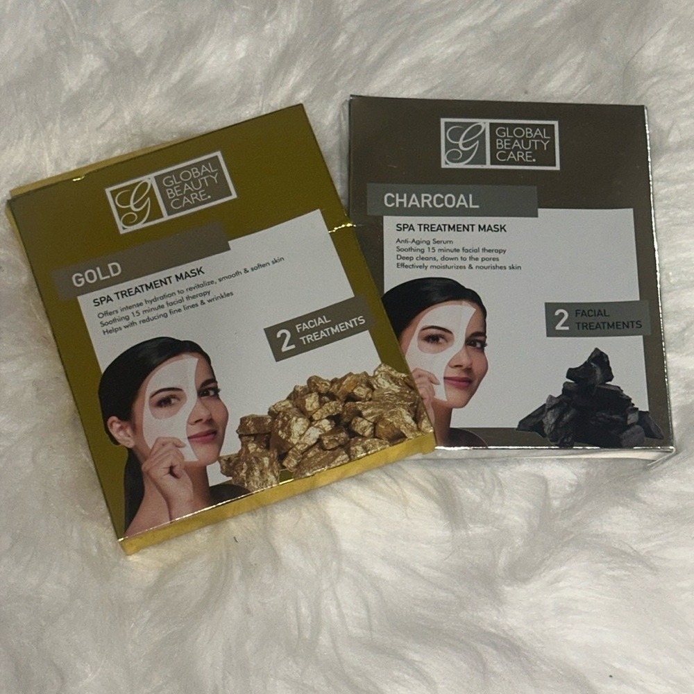 Global Beauty Care Gold and Charcoal Spa Treatment Mask Set 4 Facial Treatments
